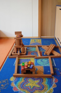 Bauecke im Gruppenraum des Kindergartens